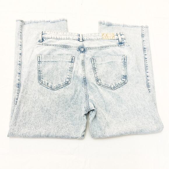 Zara Acid Wash Button Fly Denim Jeans Button Fly Straight Leg Size 8 - Picture 5 of 7